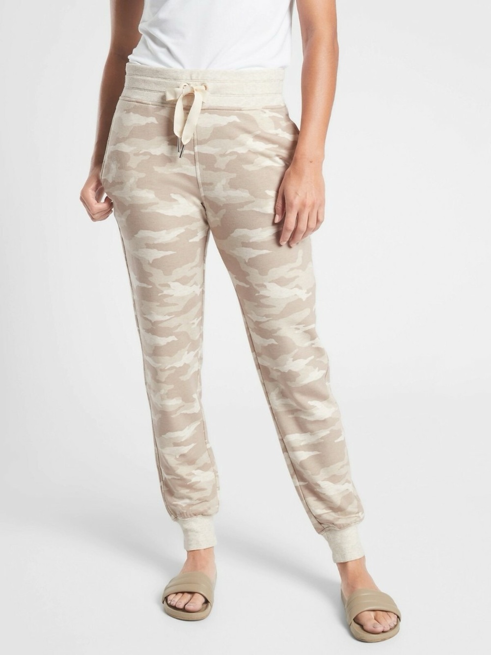 ATHLETA Balance Printed Jogger Camouflage Beige Tan Pull On Drawstring Sz 2X